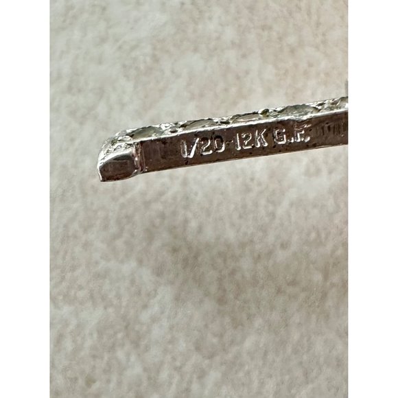 Vintage 12kt white gold filled CZ cubic zirconia cross crucifix pendant charm - Picture 6 of 7